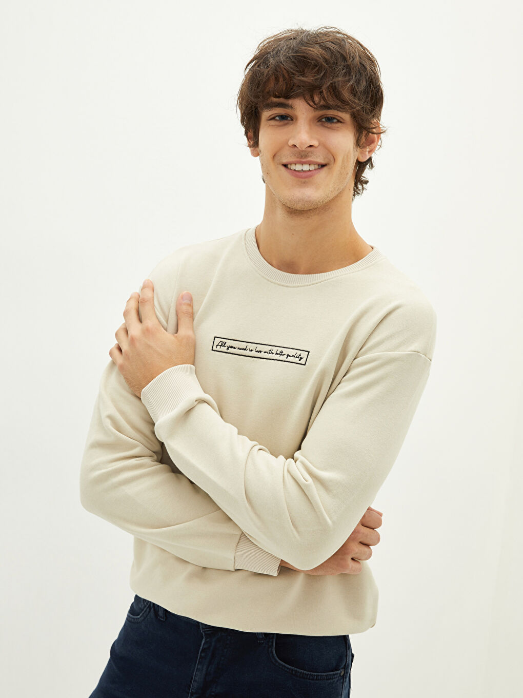 XSIDE Crew Neck Printed Men's Thick Sweatshirt -W1AA01Z8-RKE