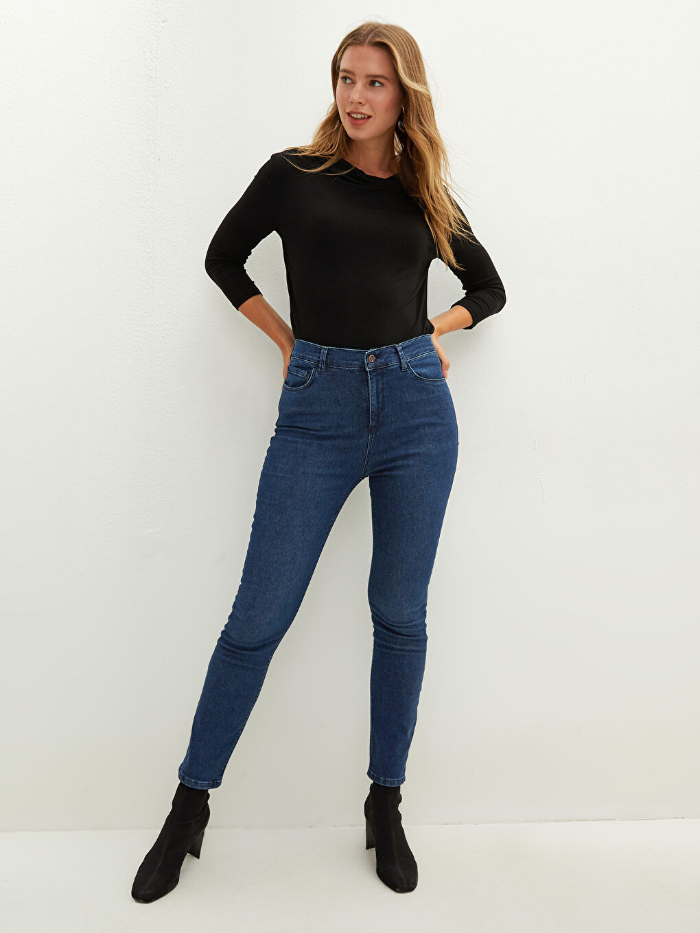 High Waist Slim Fit Women's Jeans-1