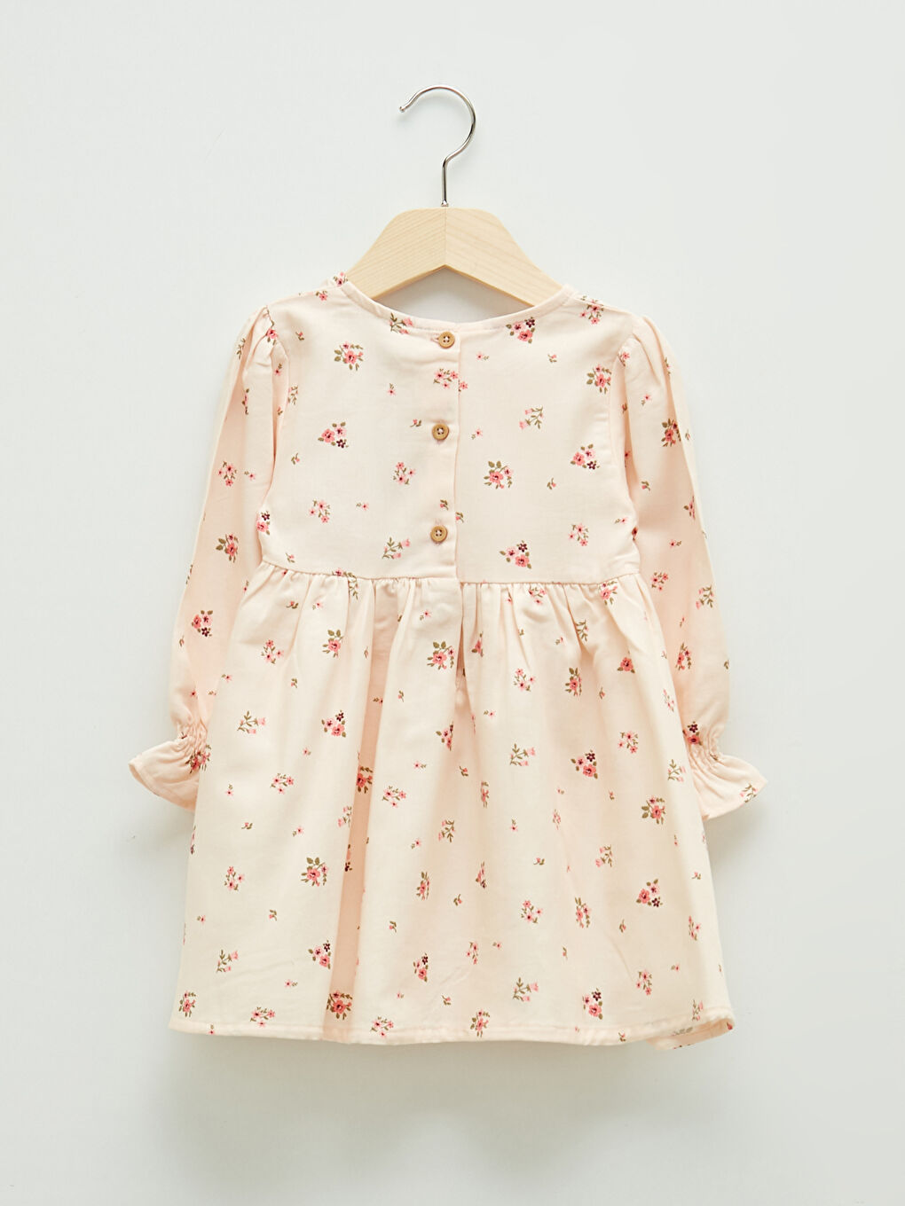 Crew Neck Long Sleeve Floral Baby Girls' Dress-1