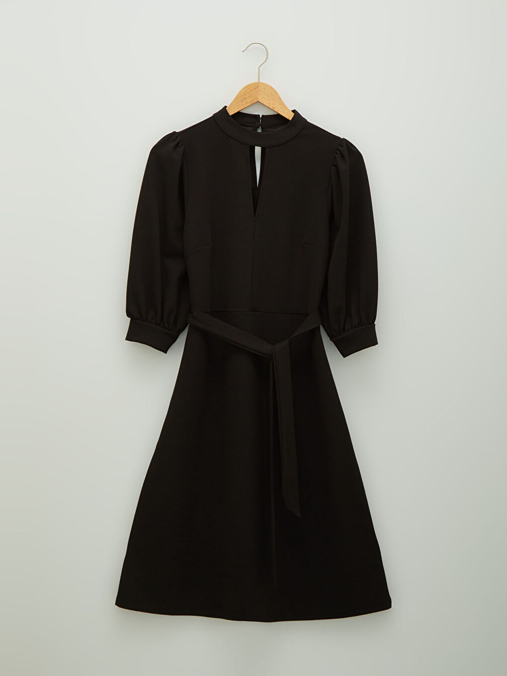 Rochie pentru Femei din Crep cu Guler Crep și Mâneci Tip Balon Simple-5