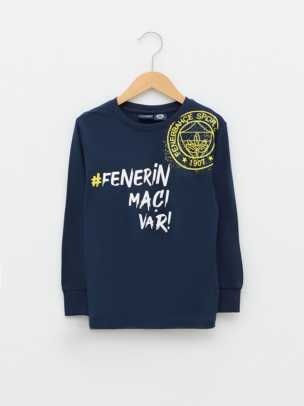 Lacivert Bisiklet Yaka Fenerbahçe Baskılı Uzun Kollu Erkek Çocuk Pijama Takımı-1