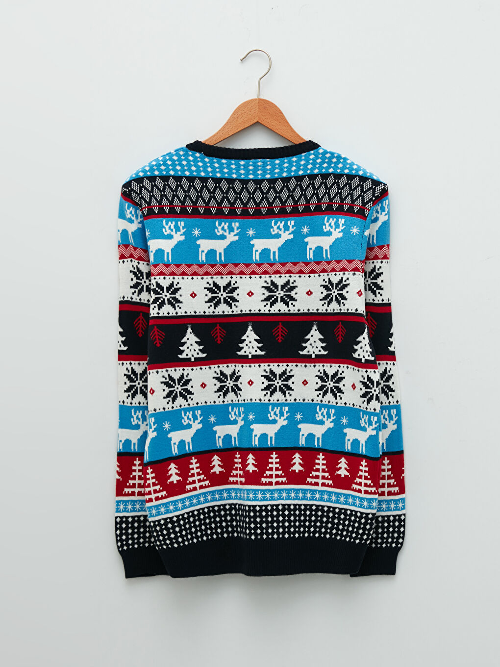 Bisiklet Yaka Uzun Kollu Yılbaşı Temalı Erkek Triko Kazak Baba ve Oğul Kombini-6