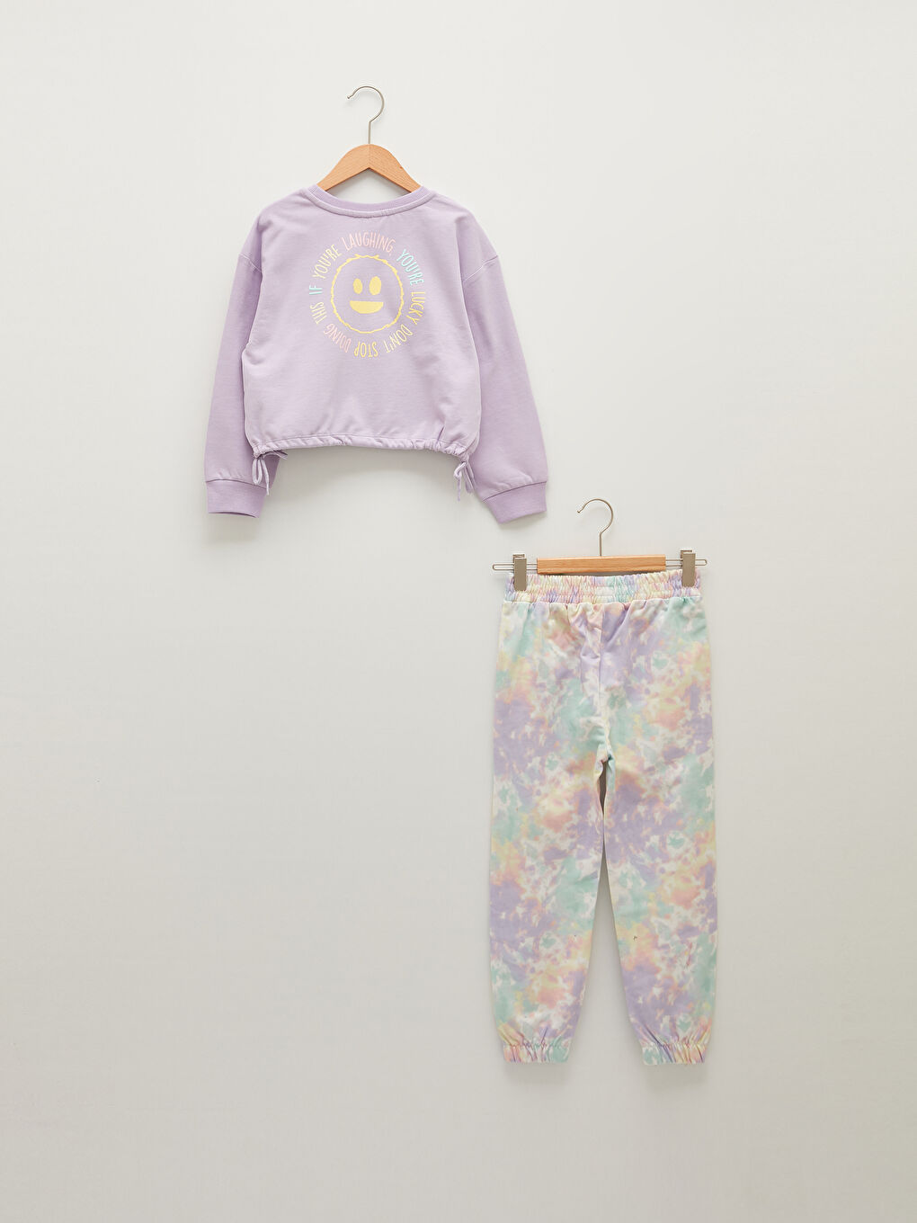 Ensemble de Survêtement pour Filles à Col Rond Imprimé et Manches Longues-1