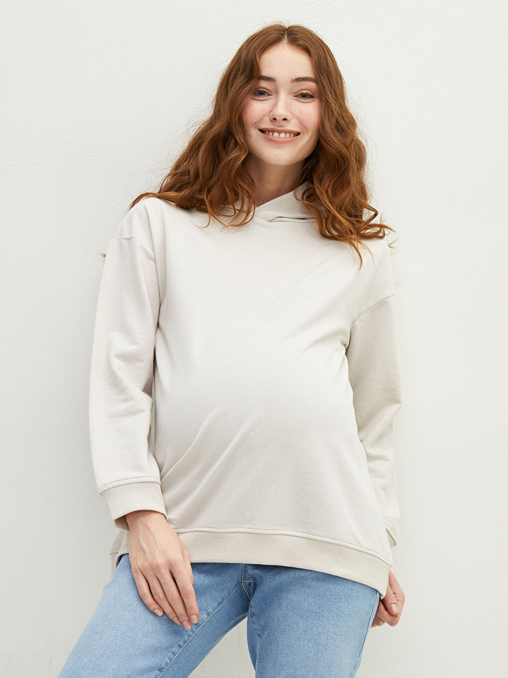 Plain Long Sleeve Maternity Hoodie