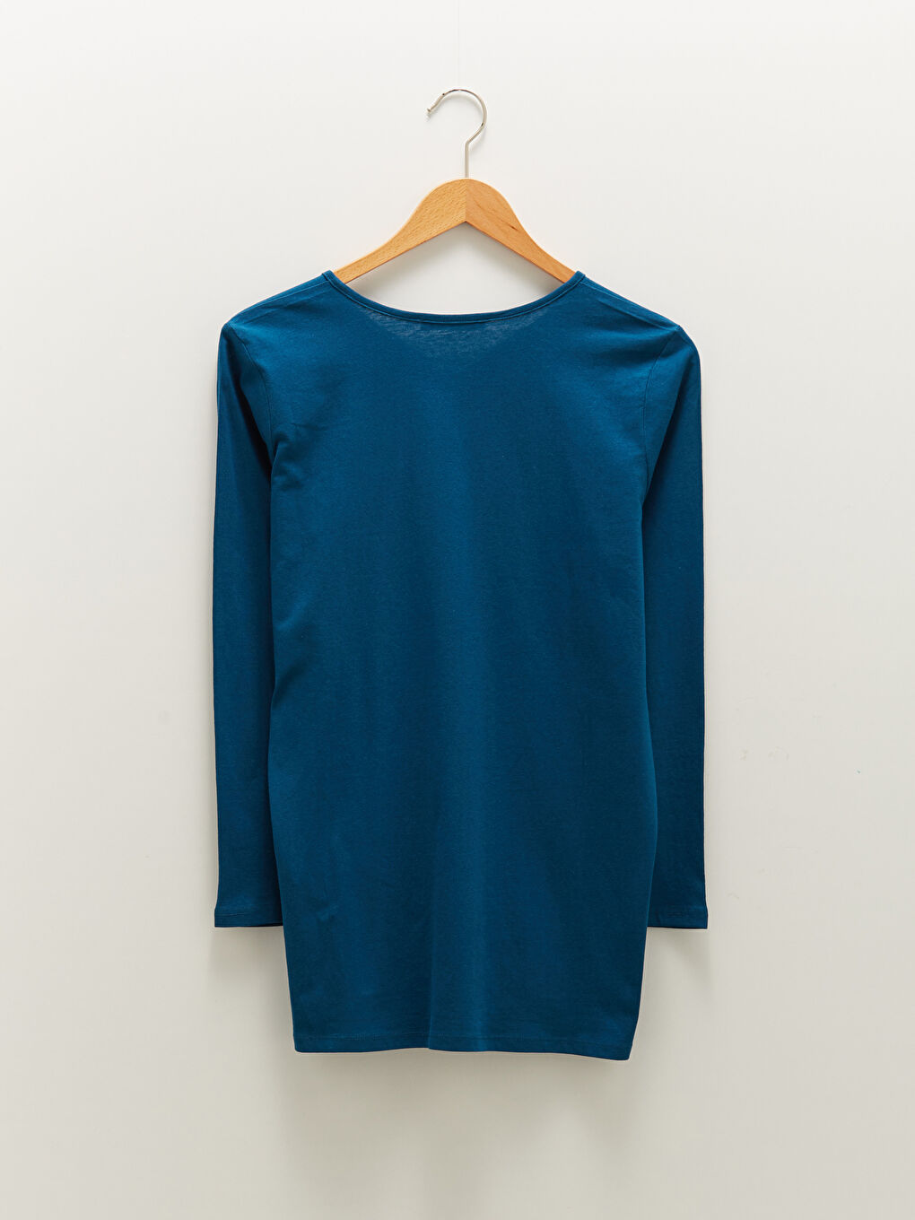 V Neck Straight Long Sleeve Cotton Women's T-Shirt-5