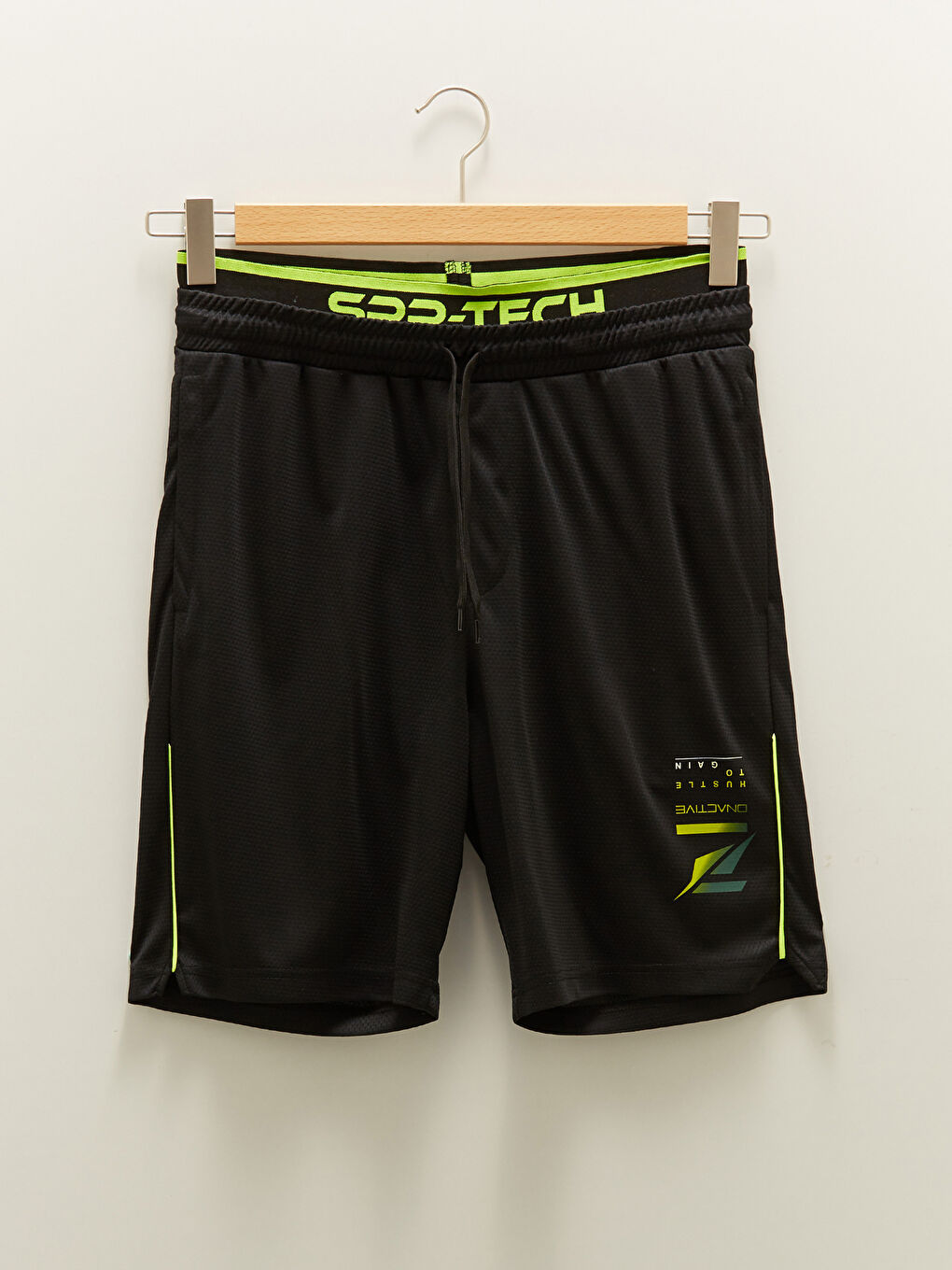 Siyah Standart Kalıp Erkek Spor Şort-5