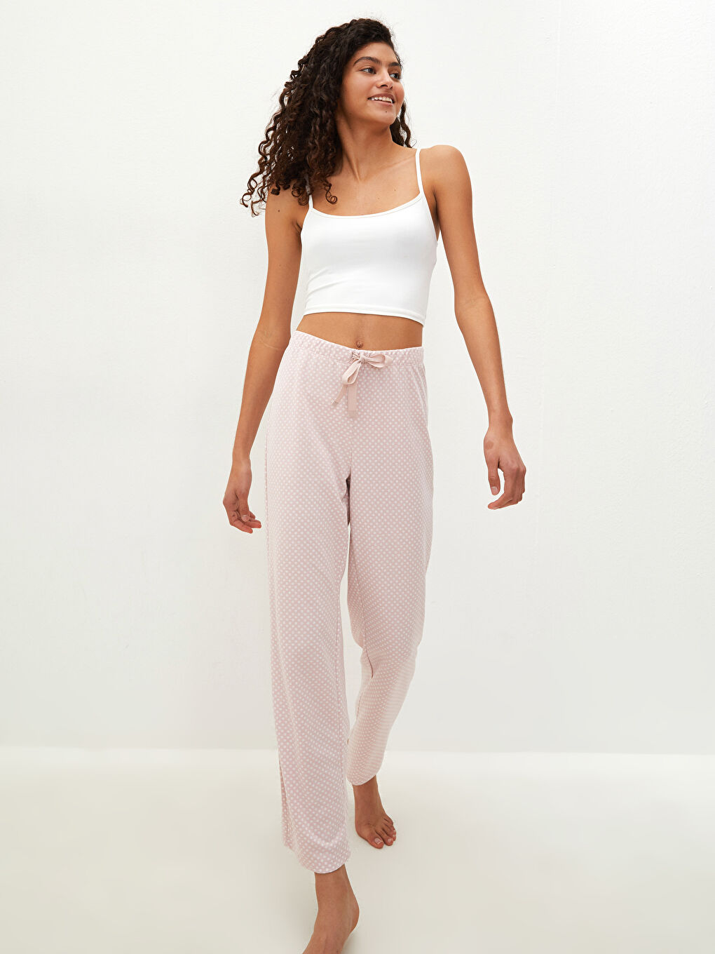 LCW DREAM Beli Lastikli Puantiyeli Kadın Pijama Alt -W1AB92Z8-QT2