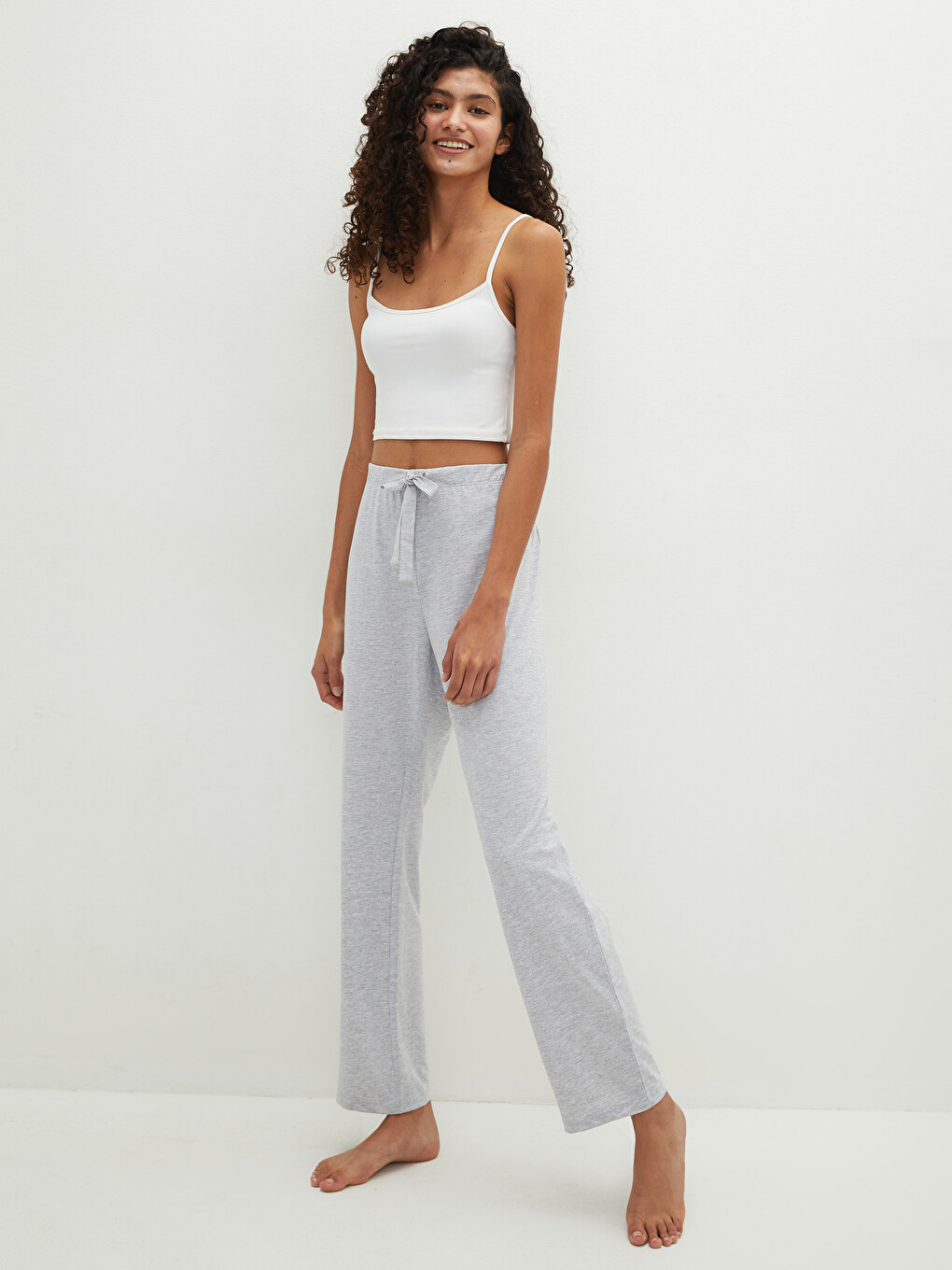 Women's Elastic Waist Plain Pyjamas Bottom-1