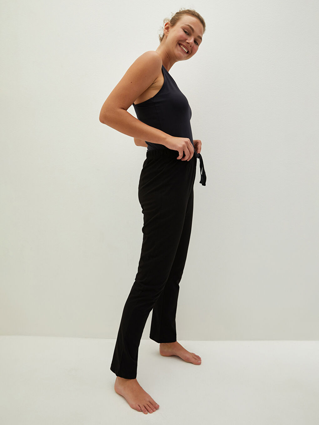 Женские пижамные брюки с эластичным поясом стандартного кроя-2