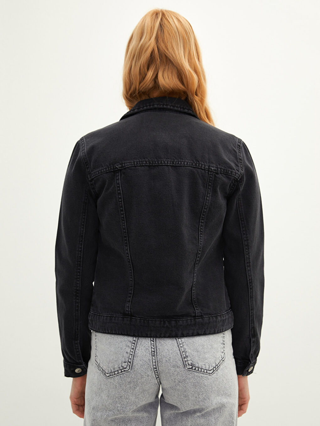 Shirt Collar Straight Pocket Detailed Long Sleeve Women's Rodeo Jean Jacket-4
