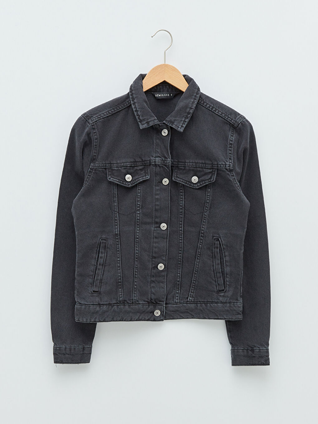 Shirt Collar Straight Pocket Detailed Long Sleeve Women's Rodeo Jean Jacket-5