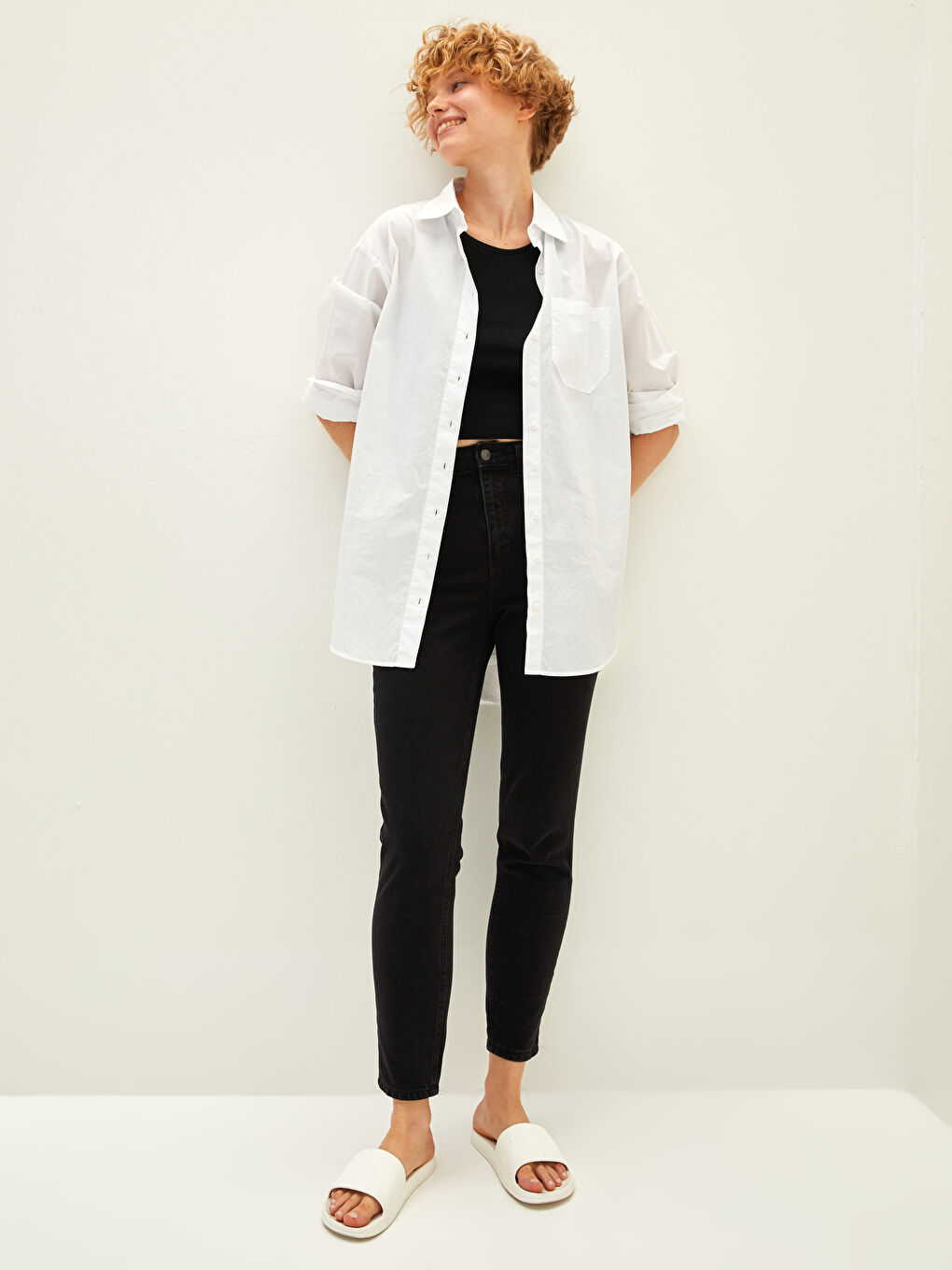 әйелдерге арналған жоғары бел анаға арналған киім үлгісі қалта детальды родео деним джинс шалбар-1