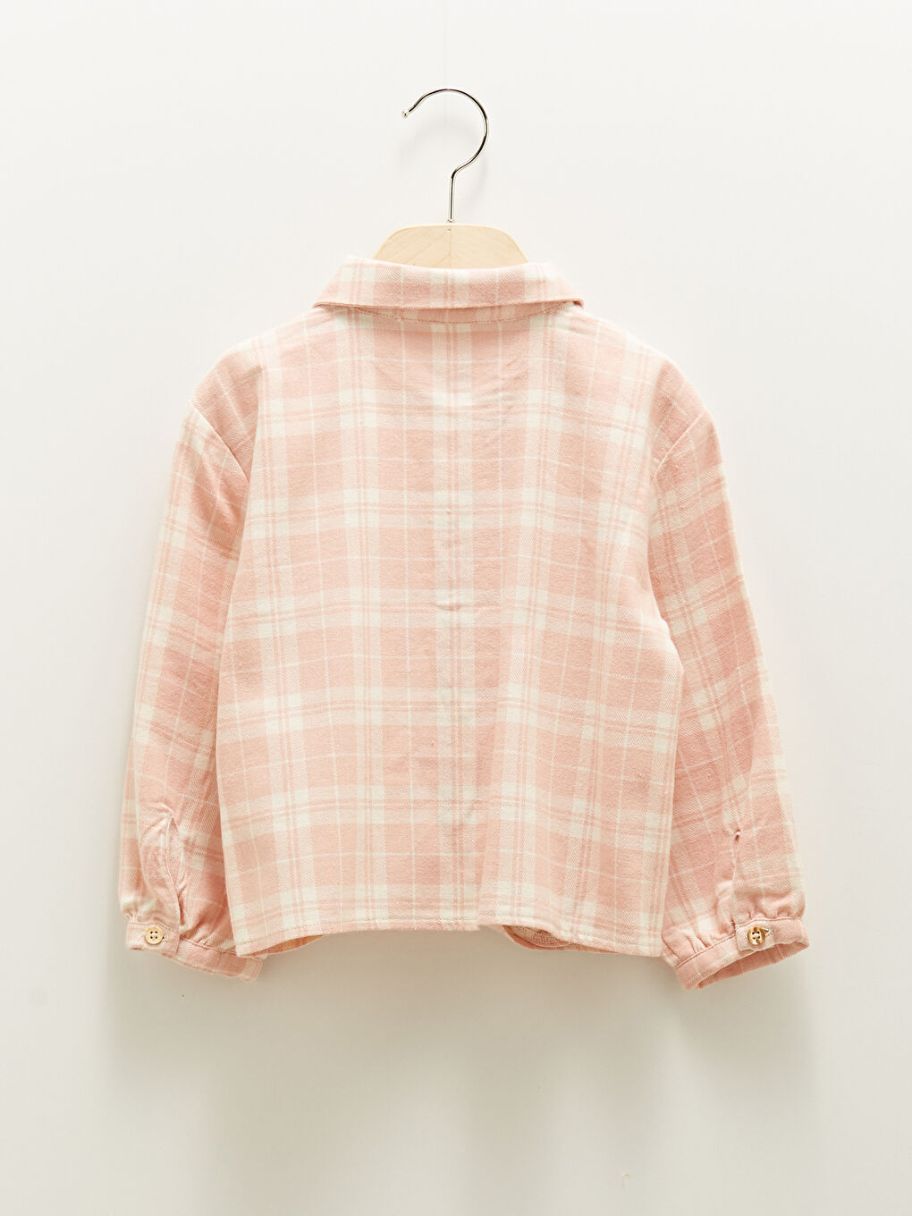 قميص بناتي رضع بكم طويل بنقشة كاروهات-3