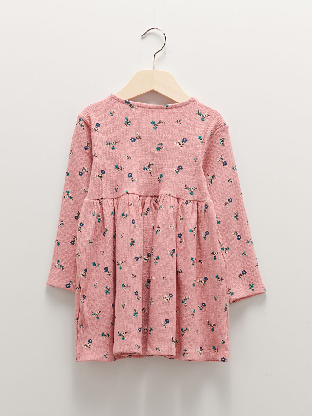 Crew Neck Long Sleeve Printed Cotton Baby Girl Dress-1