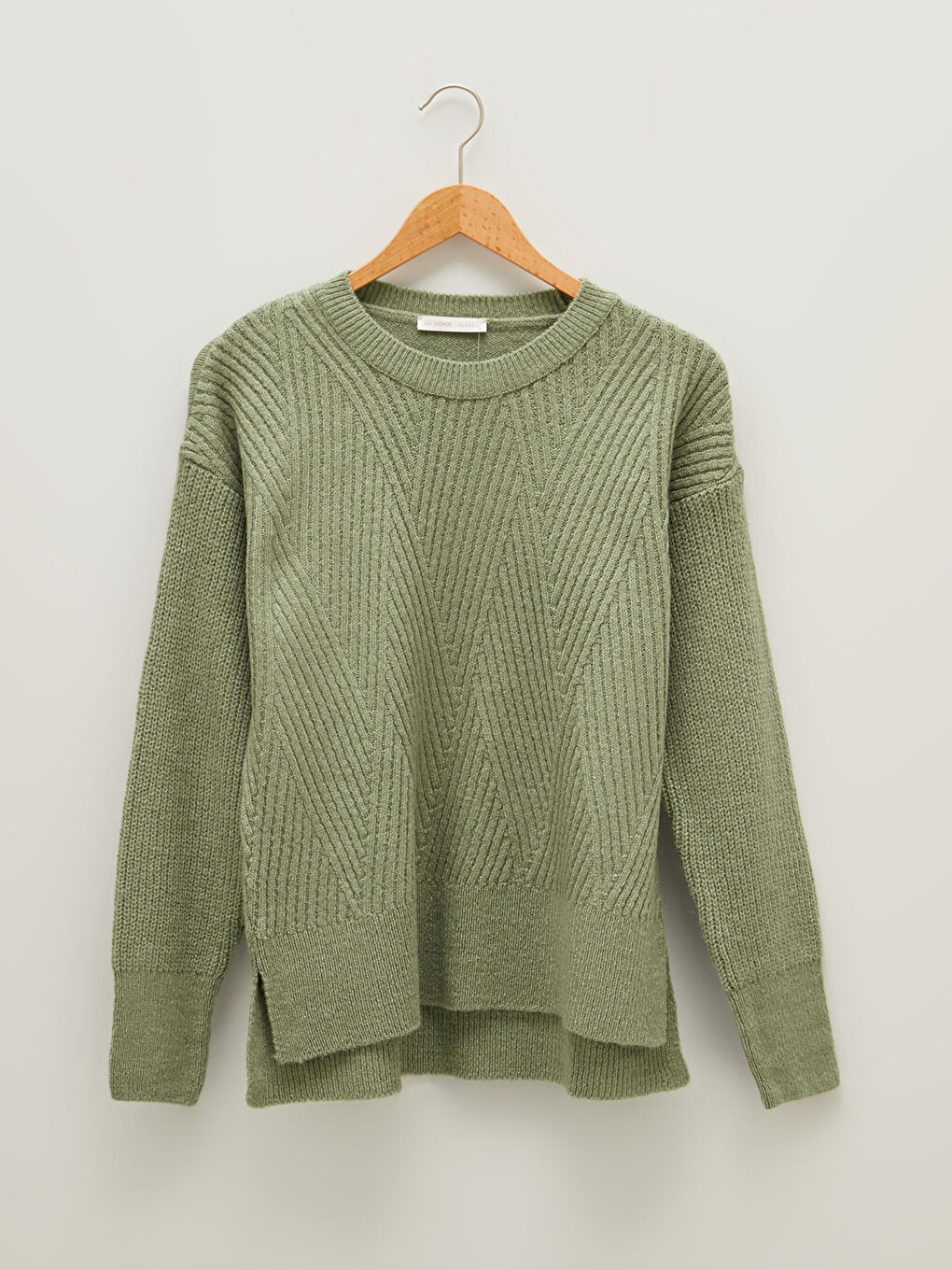 Crew Neck Self-Patterned Women's Knitwear Sweater-6