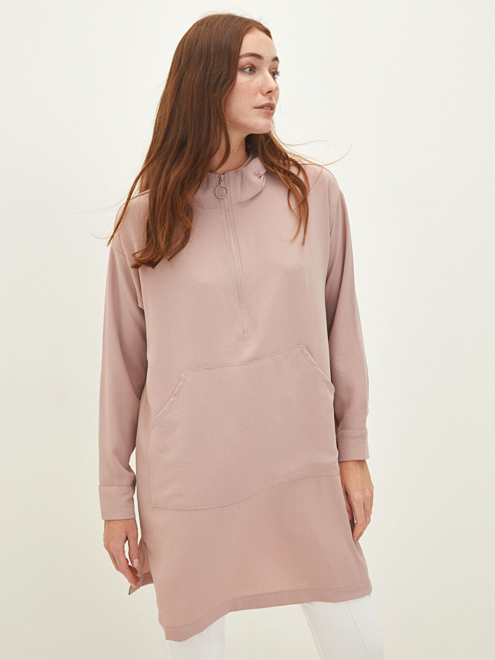 تونیکی قۆڵ درێژ کڵاودار ئاسایی بۆ ژنان-1