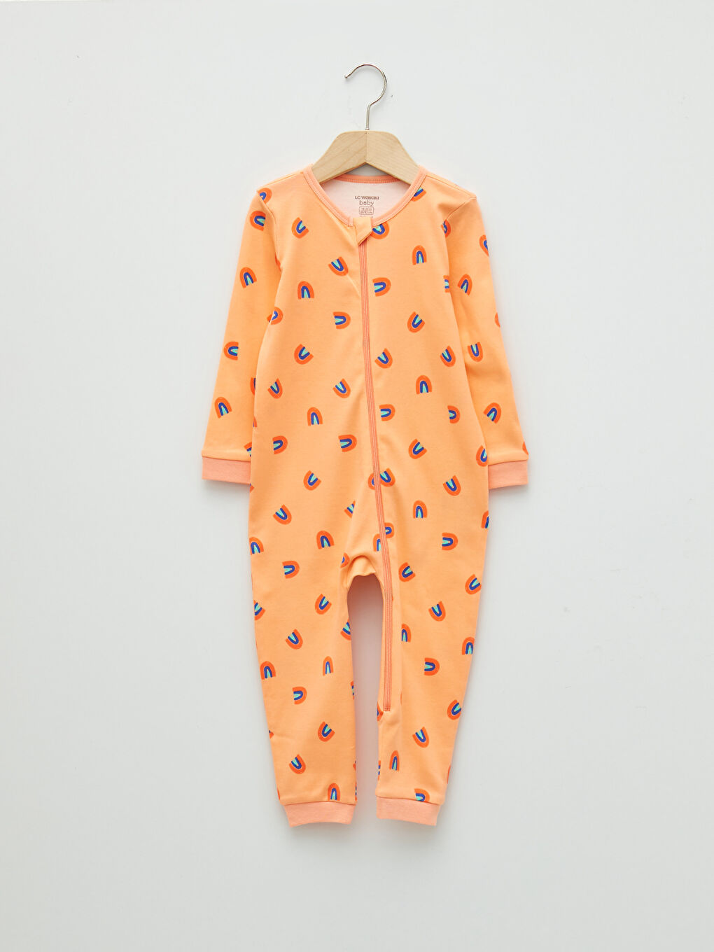 Mercan Bisiklet Yaka Uzun Kollu Pamuklu Kız Bebek Fermuarlı Tulum 2'li-1