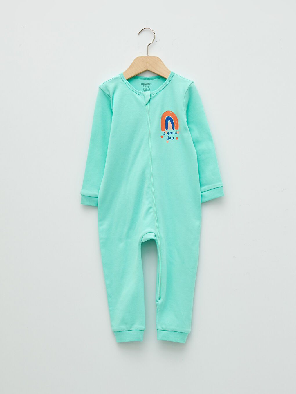 Mercan Bisiklet Yaka Uzun Kollu Pamuklu Kız Bebek Fermuarlı Tulum 2'li-2