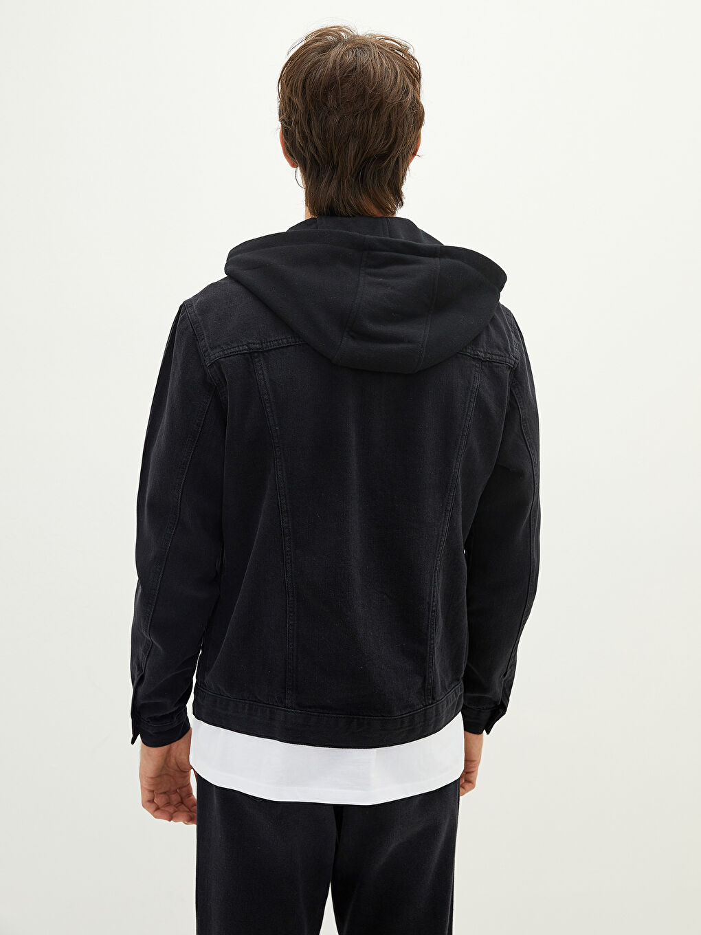 Regular Fit Hooded Men's Denim Jacket-4