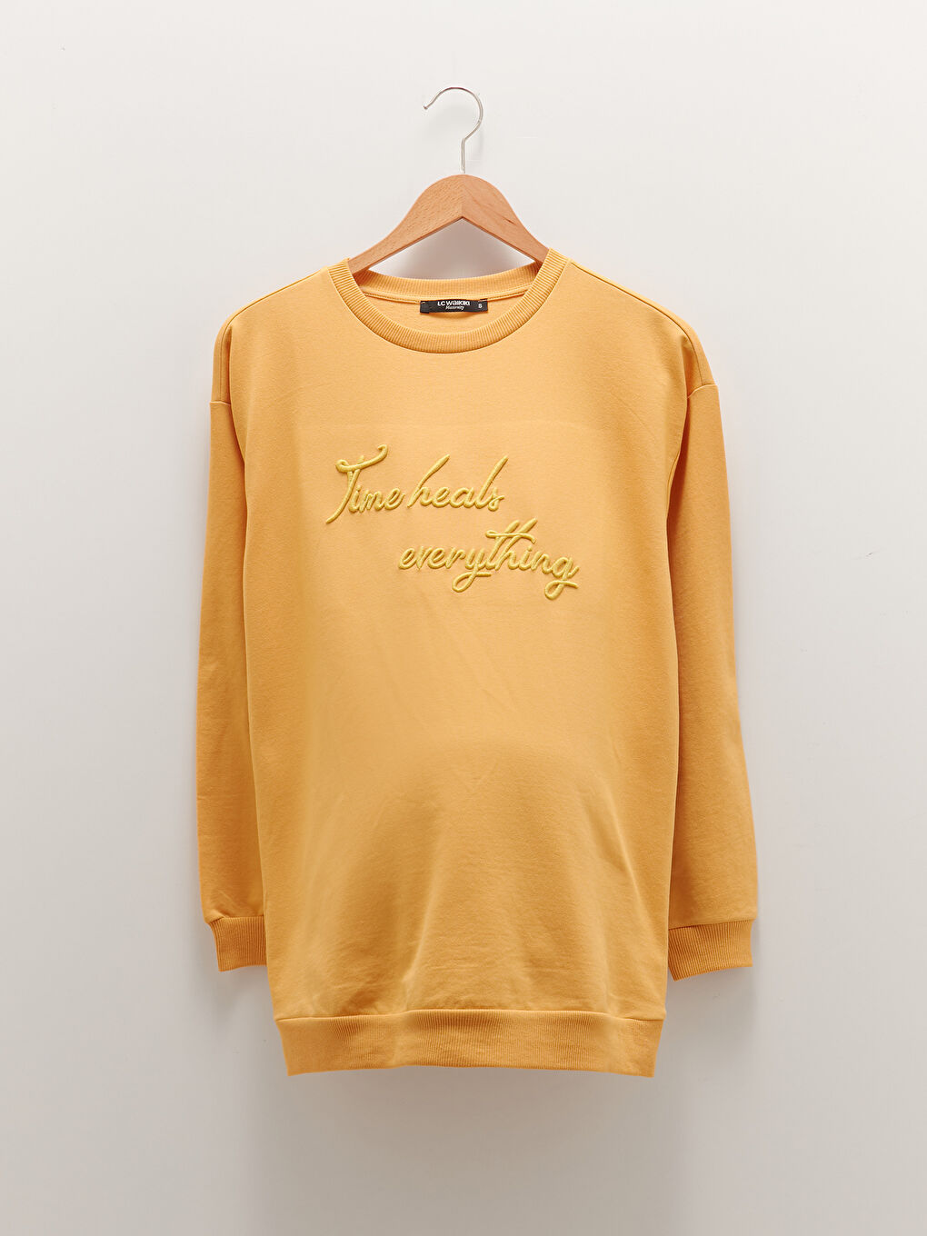 Crew Neck Embroidered Long Sleeve Maternity Sweatshirt-5