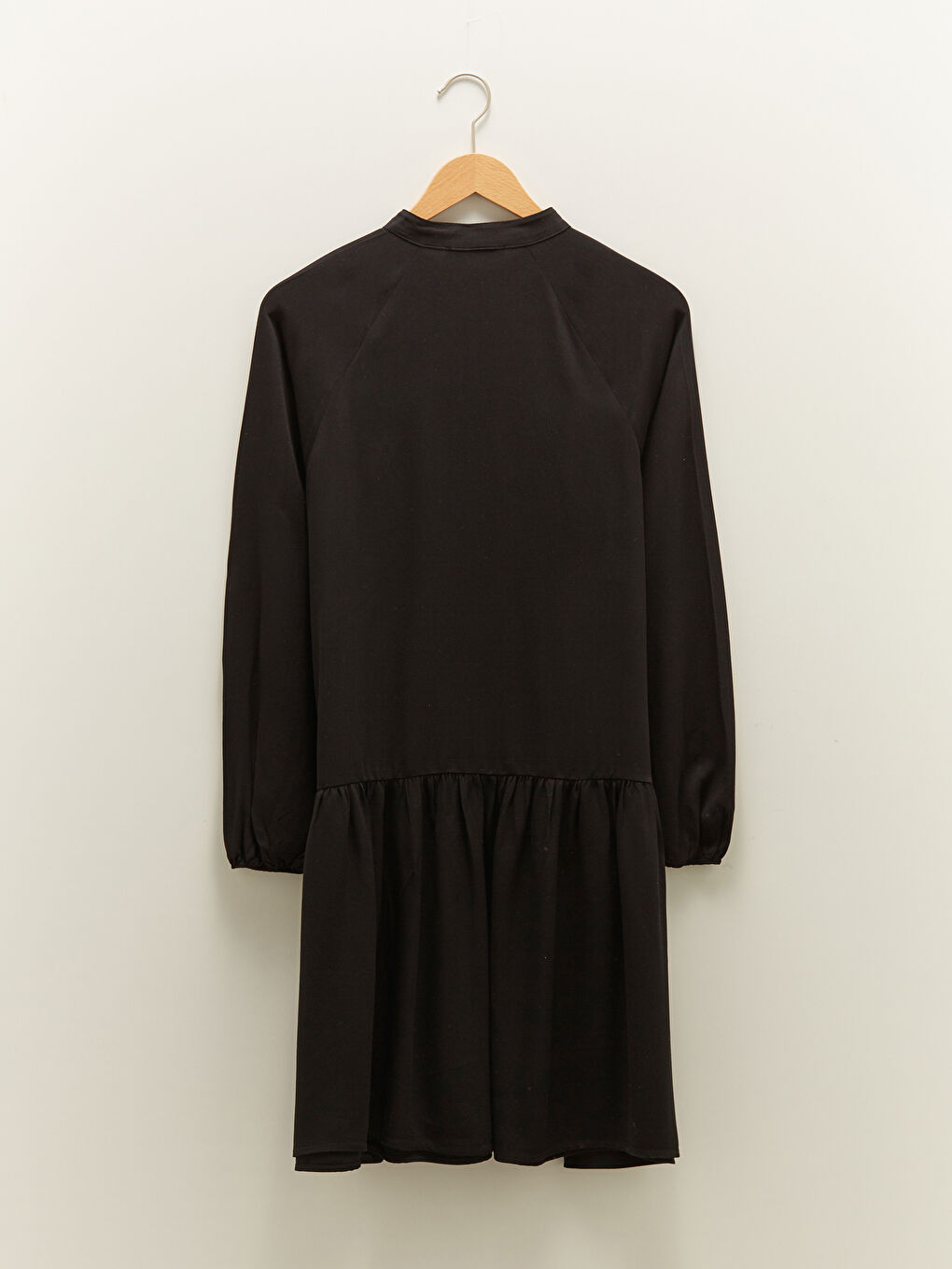 Siyah Hakim Yaka Düz Uzun Kollu Belmando Kumaş Hamile Elbise-5