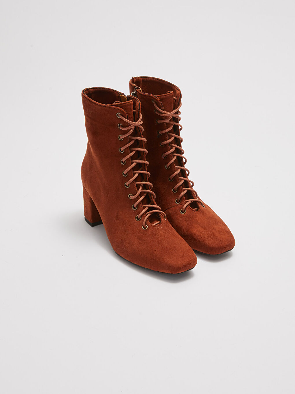 Lace Up And Zipper Heeled Women's Boots