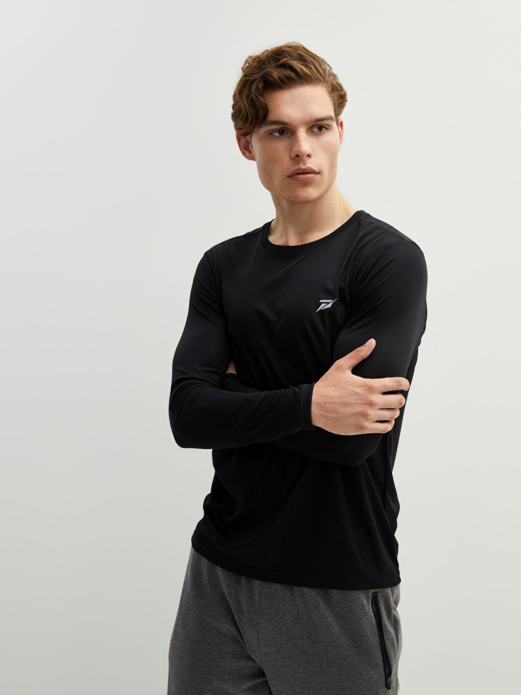 Футболка для спорта с длинным рукавом и круглым вырезом для мужчин-2