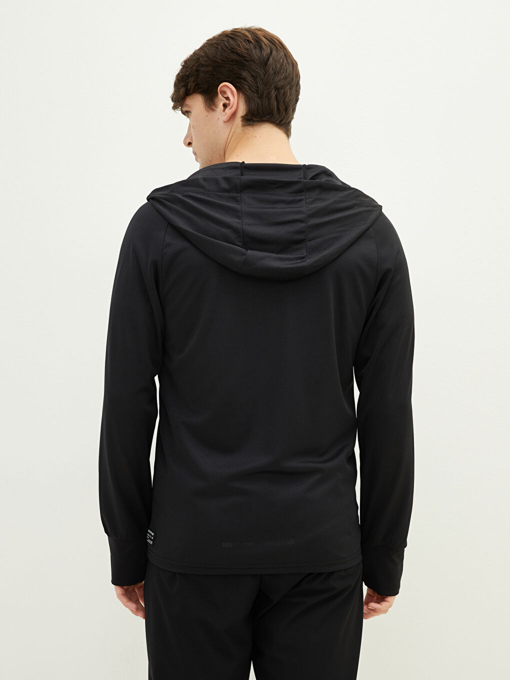 Siyah Slim Fit Kapüşonlu Erkek Spor Hırka-4