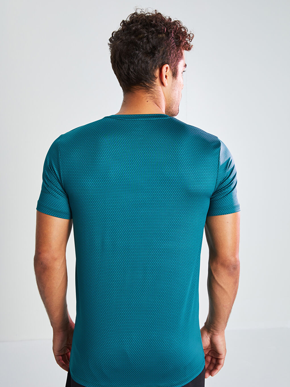 Yeşil Bisiklet Yaka Kısa Kollu Erkek Spor Tişört-6