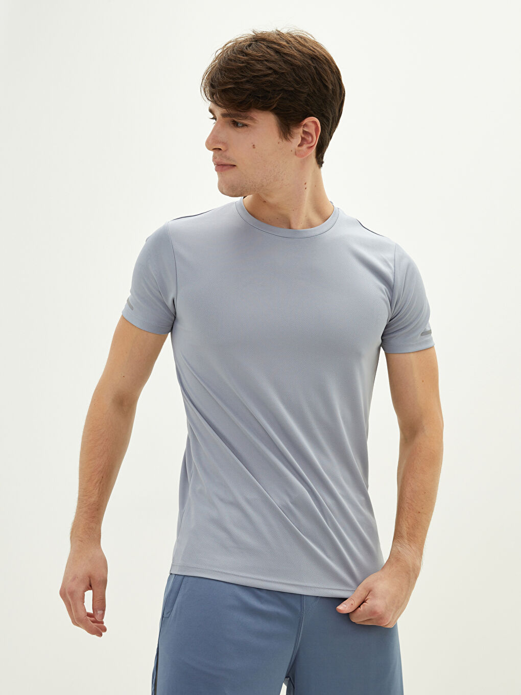 Bisiklet Yaka Kısa Kollu Erkek Spor Tişört-1