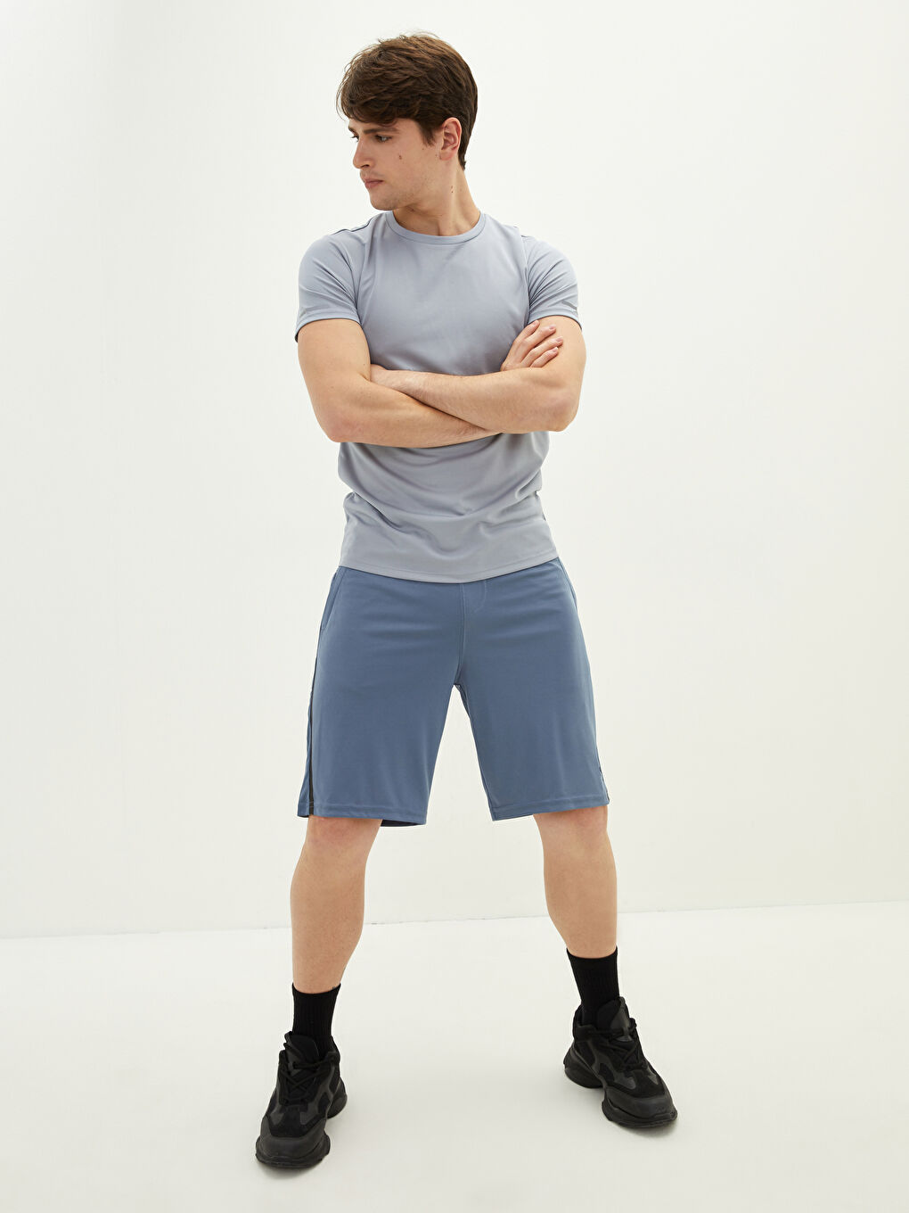 Bisiklet Yaka Kısa Kollu Erkek Spor Tişört-2