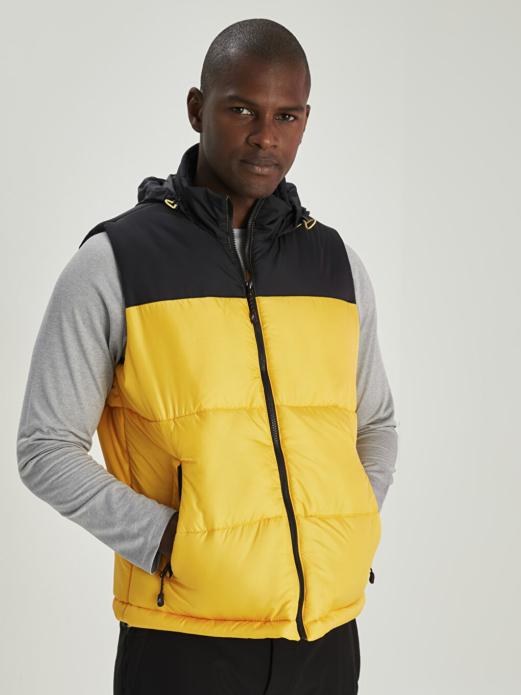 Turuncu Standart Kalıp Dik Yaka Erkek Yelek-1