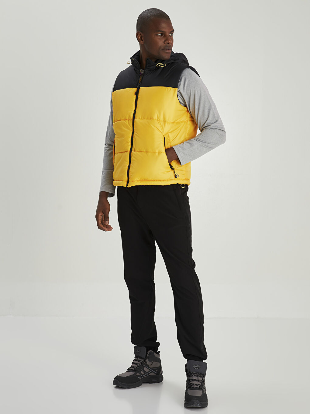 Turuncu Standart Kalıp Dik Yaka Erkek Yelek-2