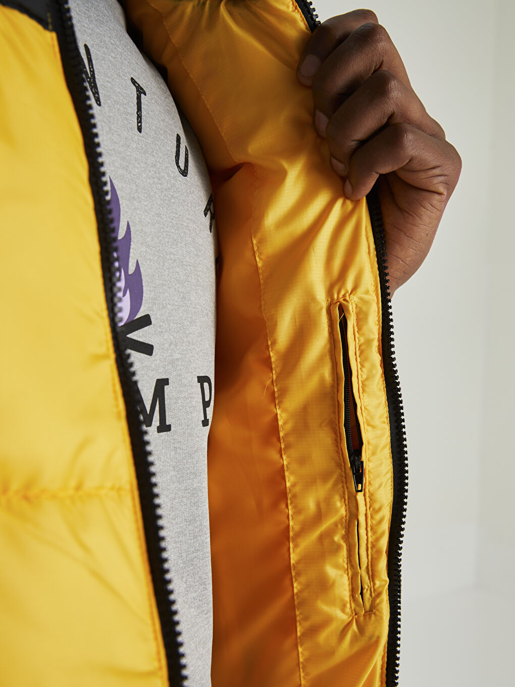 Turuncu Standart Kalıp Dik Yaka Erkek Yelek-3