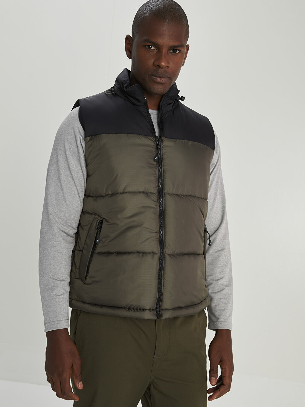 Turkuaz Standart Kalıp Dik Yaka Erkek Yelek-1