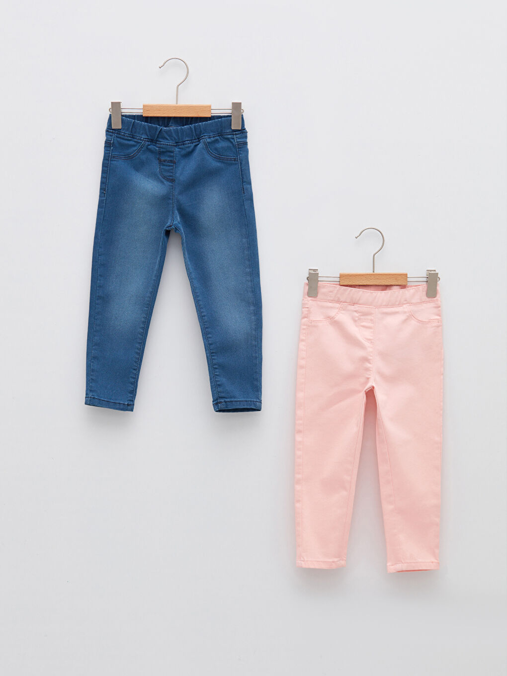 Pantalon Jean Bébé Fille Taille Élastique Basique 2 Pièces