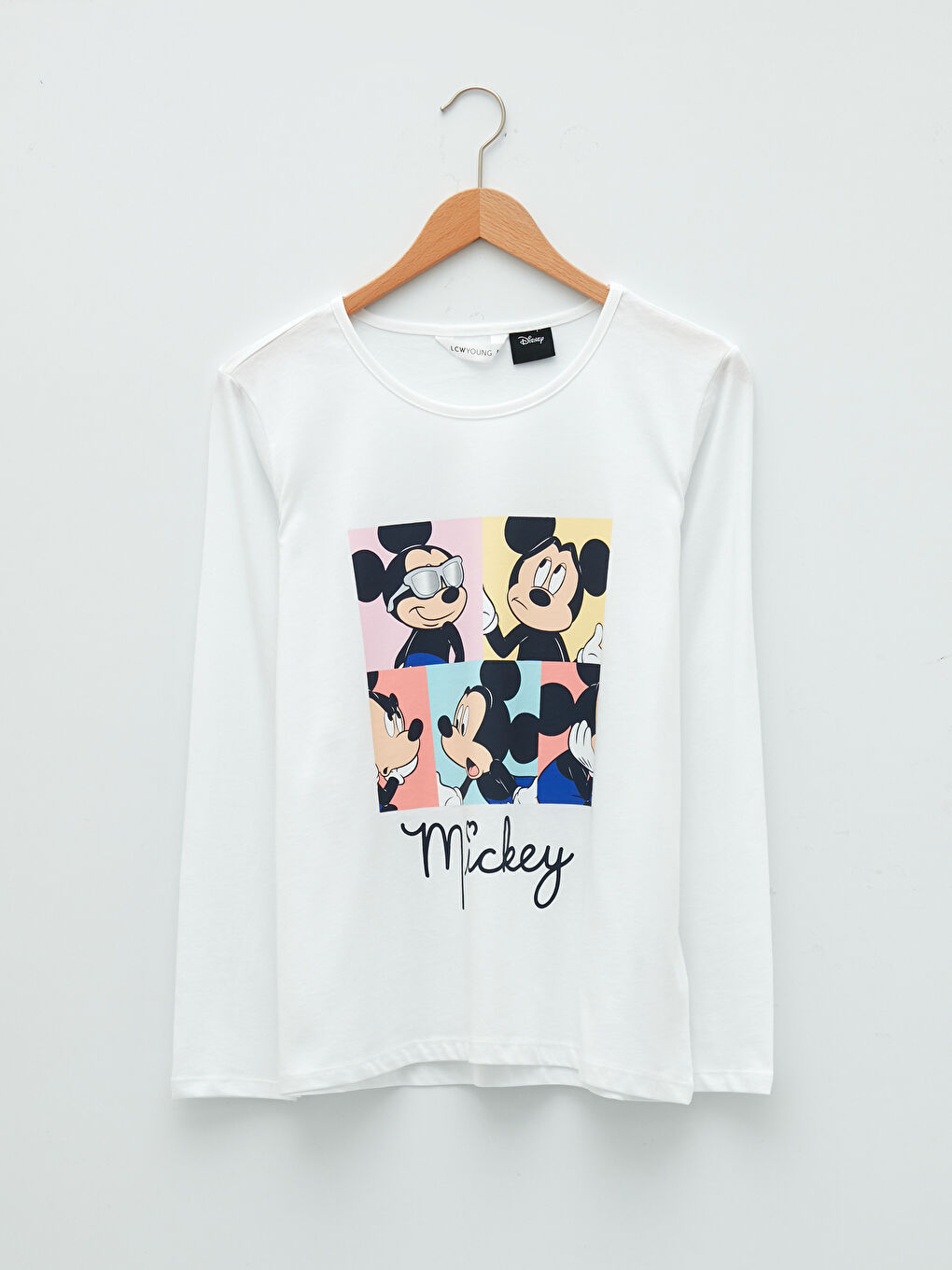 Crew Neck Mickey Mouse Printed Long Sleeve Cotton Women's Pajama Set-6