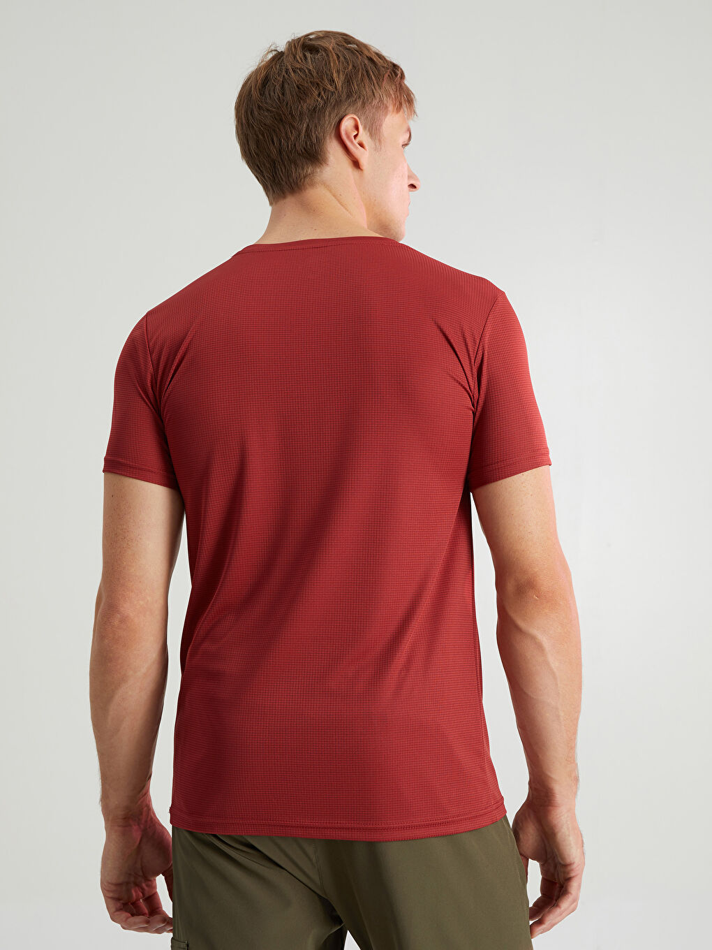 Bordo Bisiklet Yaka Kısa Kollu Erkek Spor Tişört-4