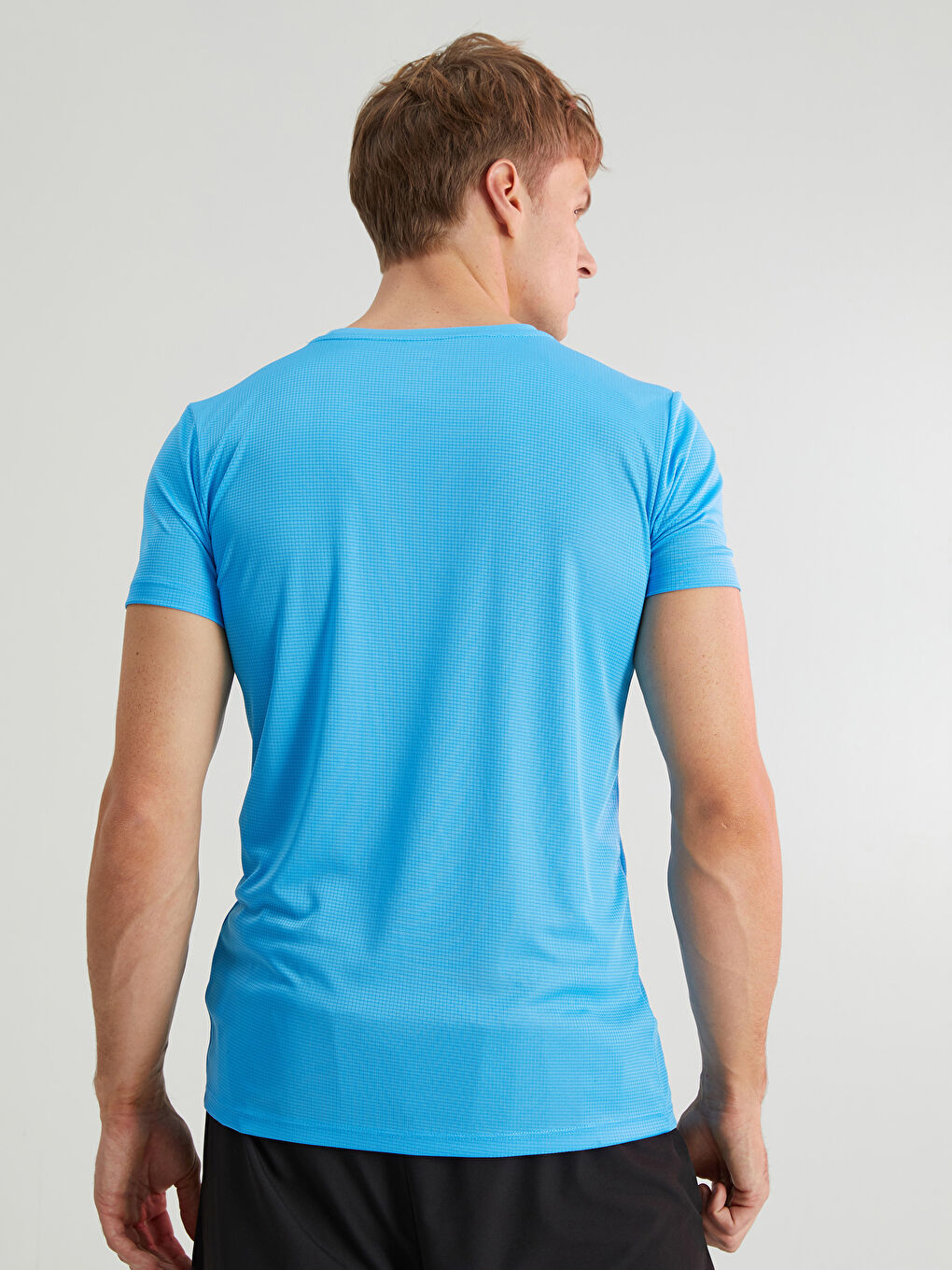 Turkuaz Bisiklet Yaka Kısa Kollu Erkek Spor Tişört-4