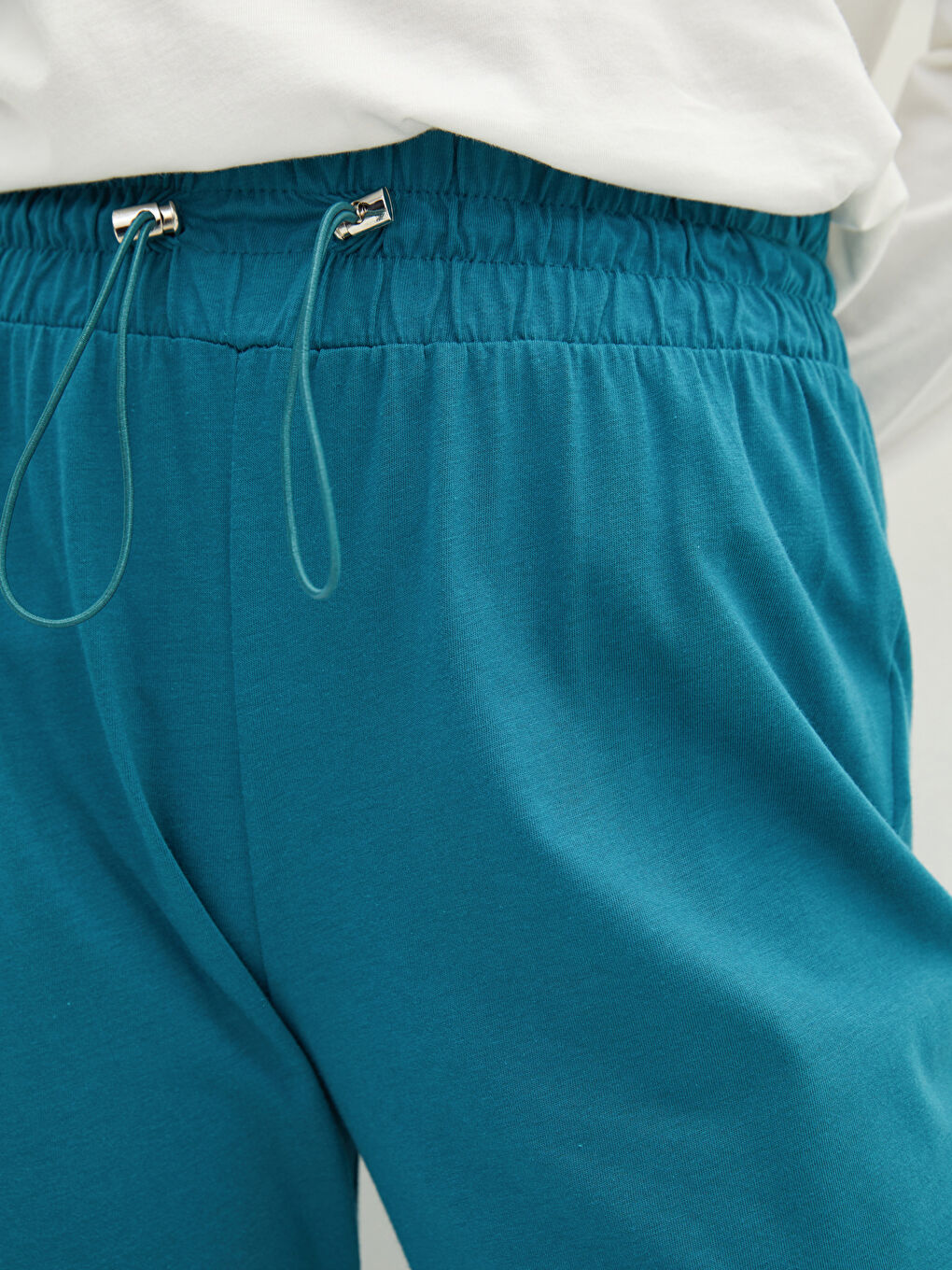 Petrol Kadın Beli Lastikli Düz  Pijama Altı-2