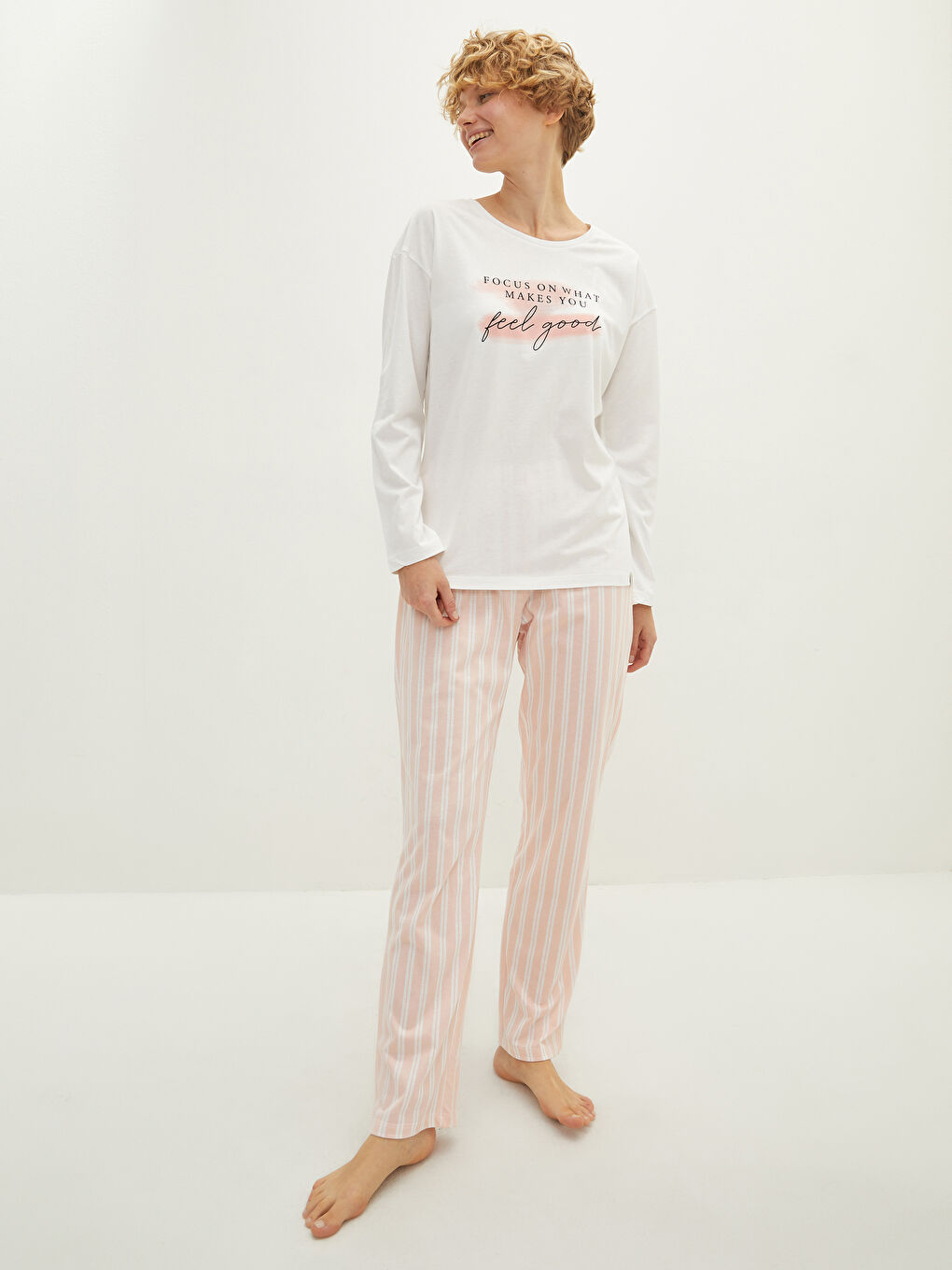 LCW DREAM Rundhalsausschnitt Bedruckt Langarm Pyjama-Set für Damen -W1AF91Z8-LHK