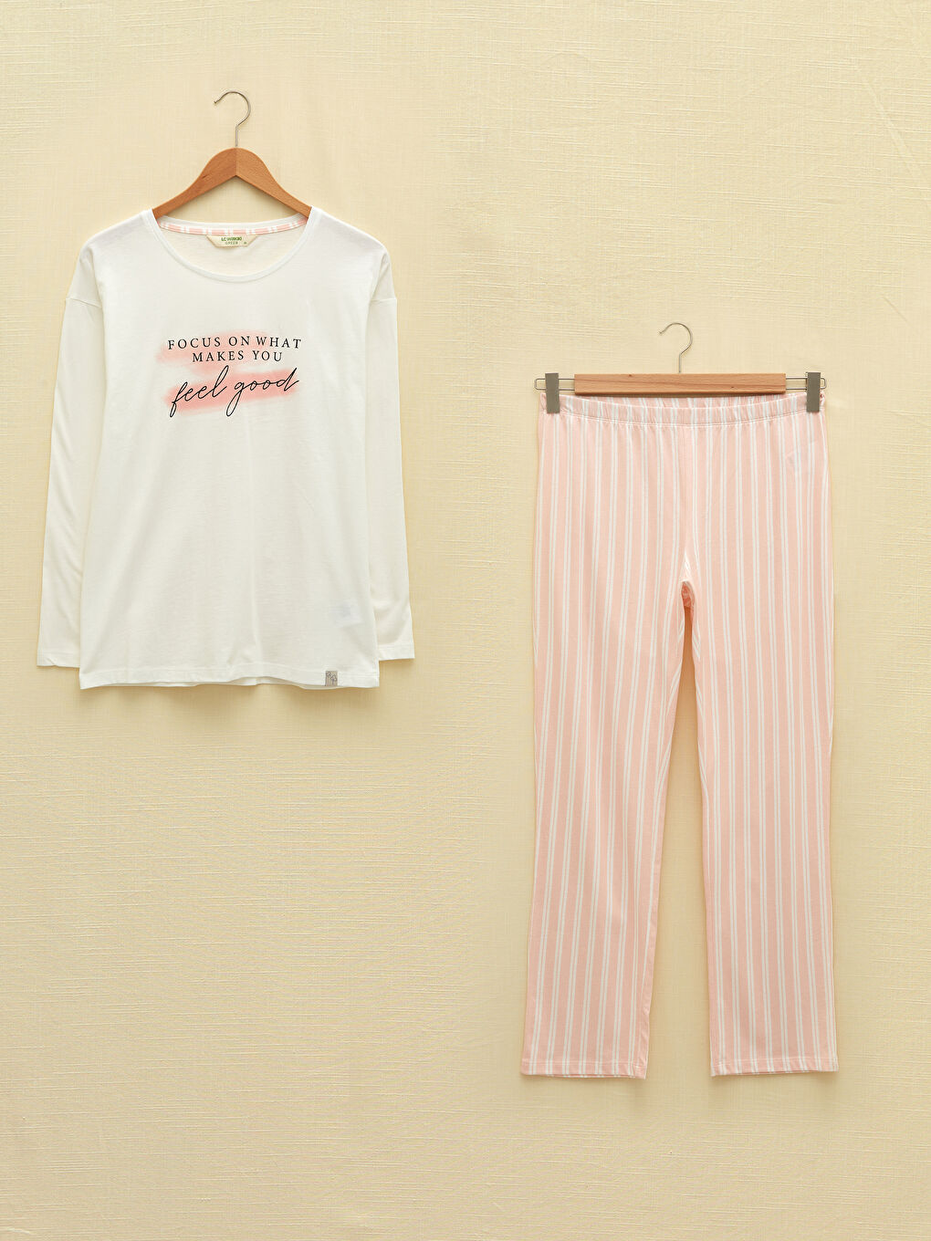 LCW DREAM Rundhalsausschnitt Bedruckt Langarm Pyjama-Set für Damen -W1AF91Z8-LHK