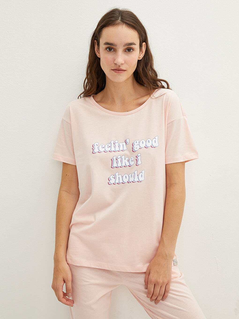 Crew Neck Printed Short Sleeve Women's Pyjama Set-2
