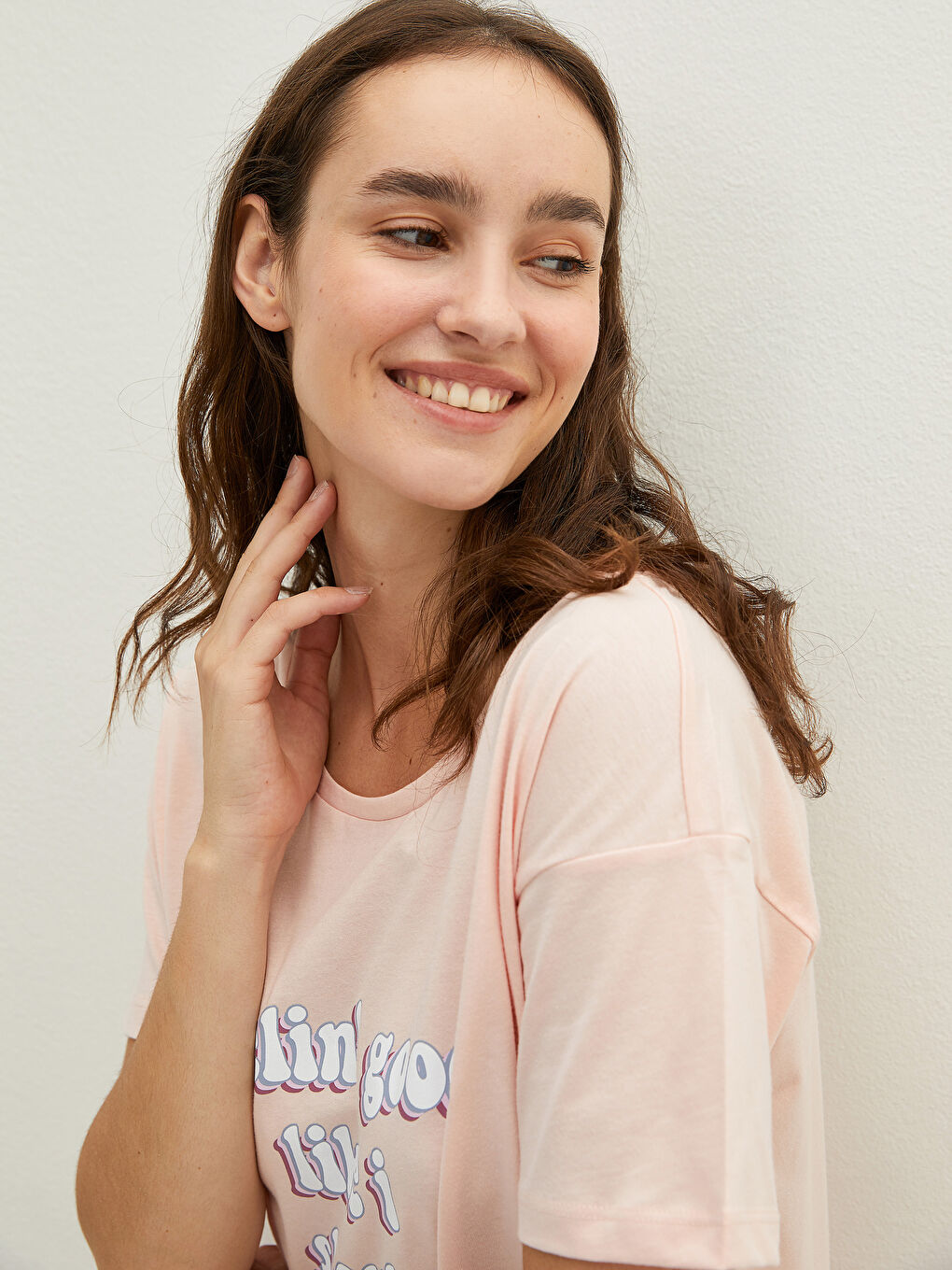 Crew Neck Printed Short Sleeve Women's Pyjama Set-3