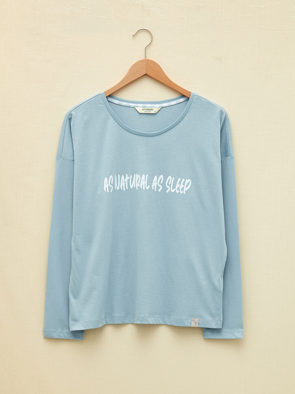 Mavi Bisiklet Yaka Baskılı Uzun Kollu Kadın Pijama Takımı-6