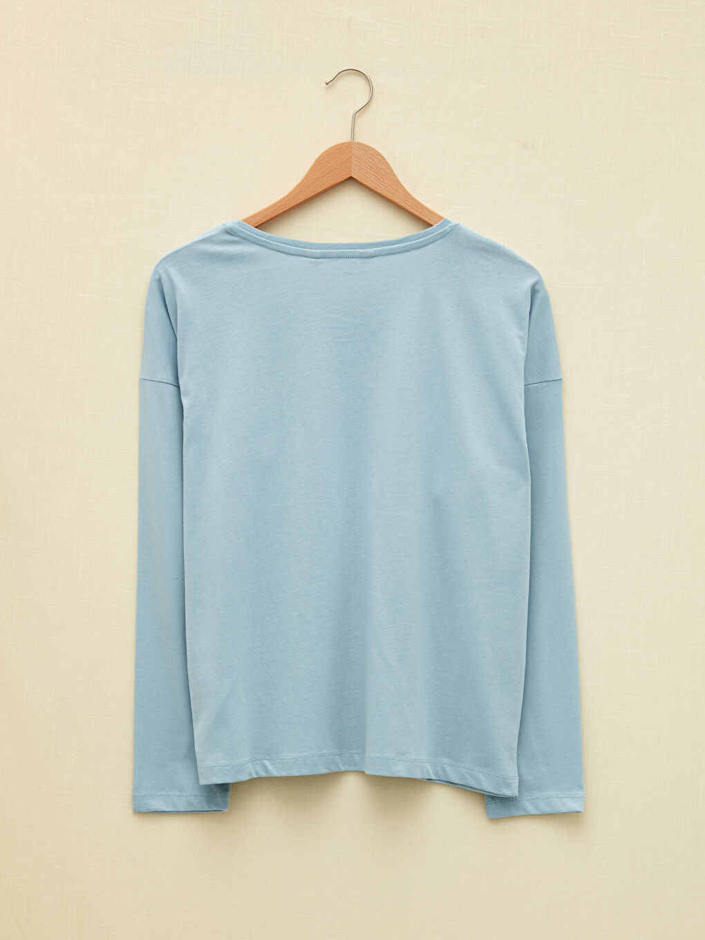 Mavi Bisiklet Yaka Baskılı Uzun Kollu Kadın Pijama Takımı-8