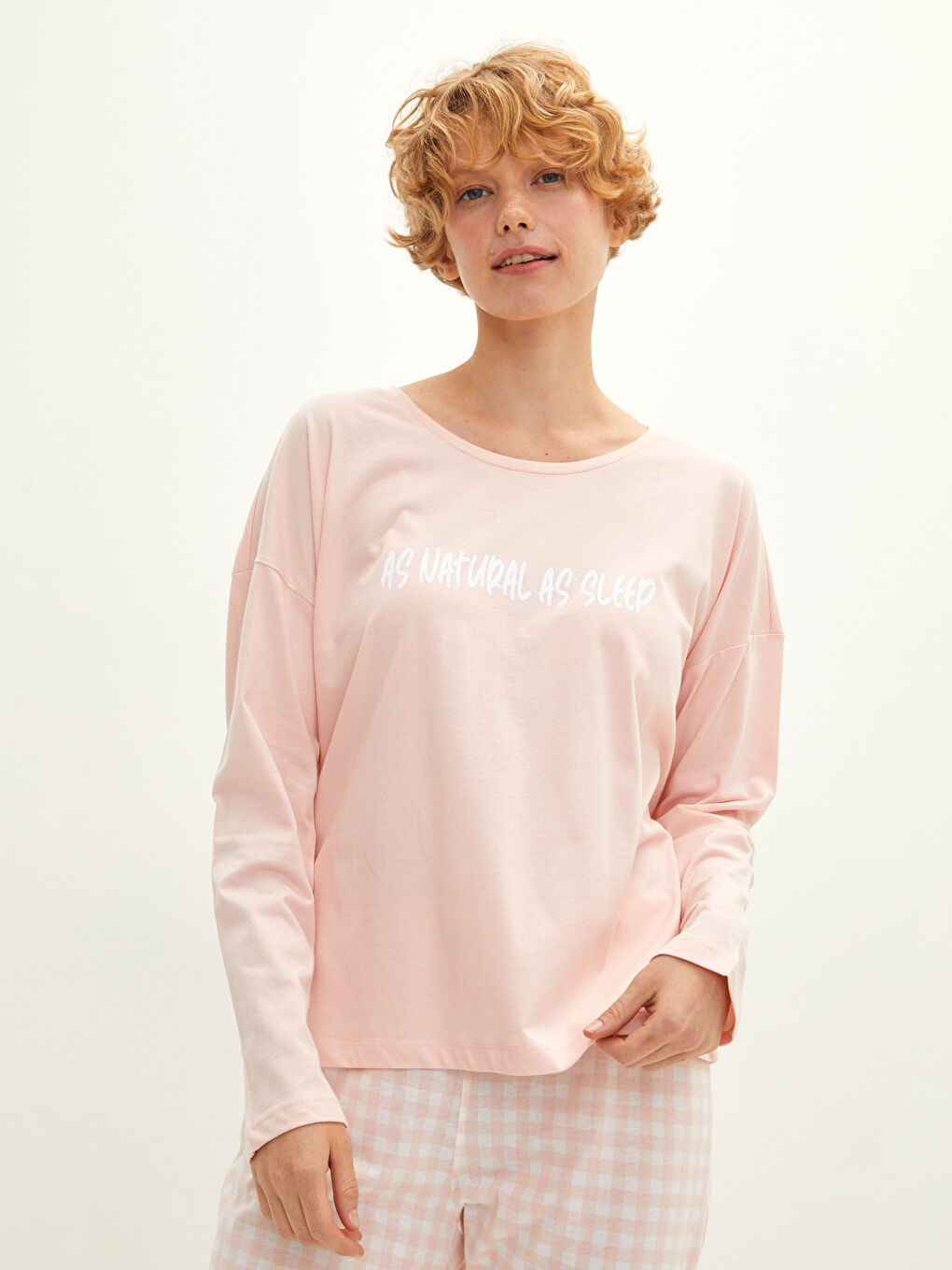 LCW DREAM Crew Neck Printed Long Sleeve Women's Pyjama Set -W1AF96Z8-LT4