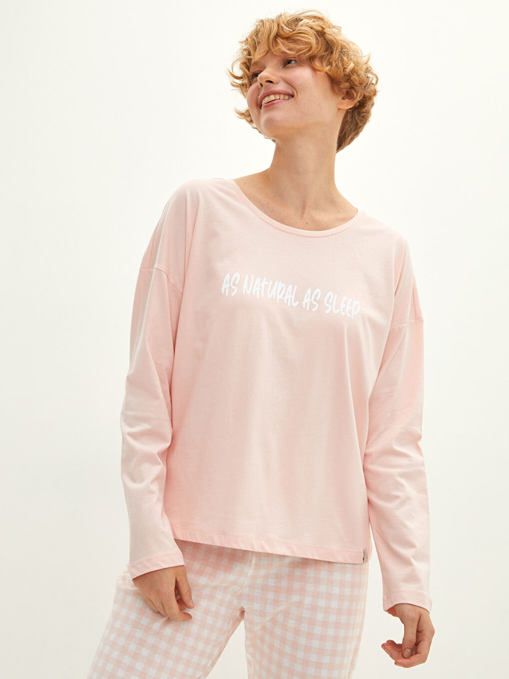 LCW DREAM Crew Neck Printed Long Sleeve Women's Pyjama Set -W1AF96Z8-LT4