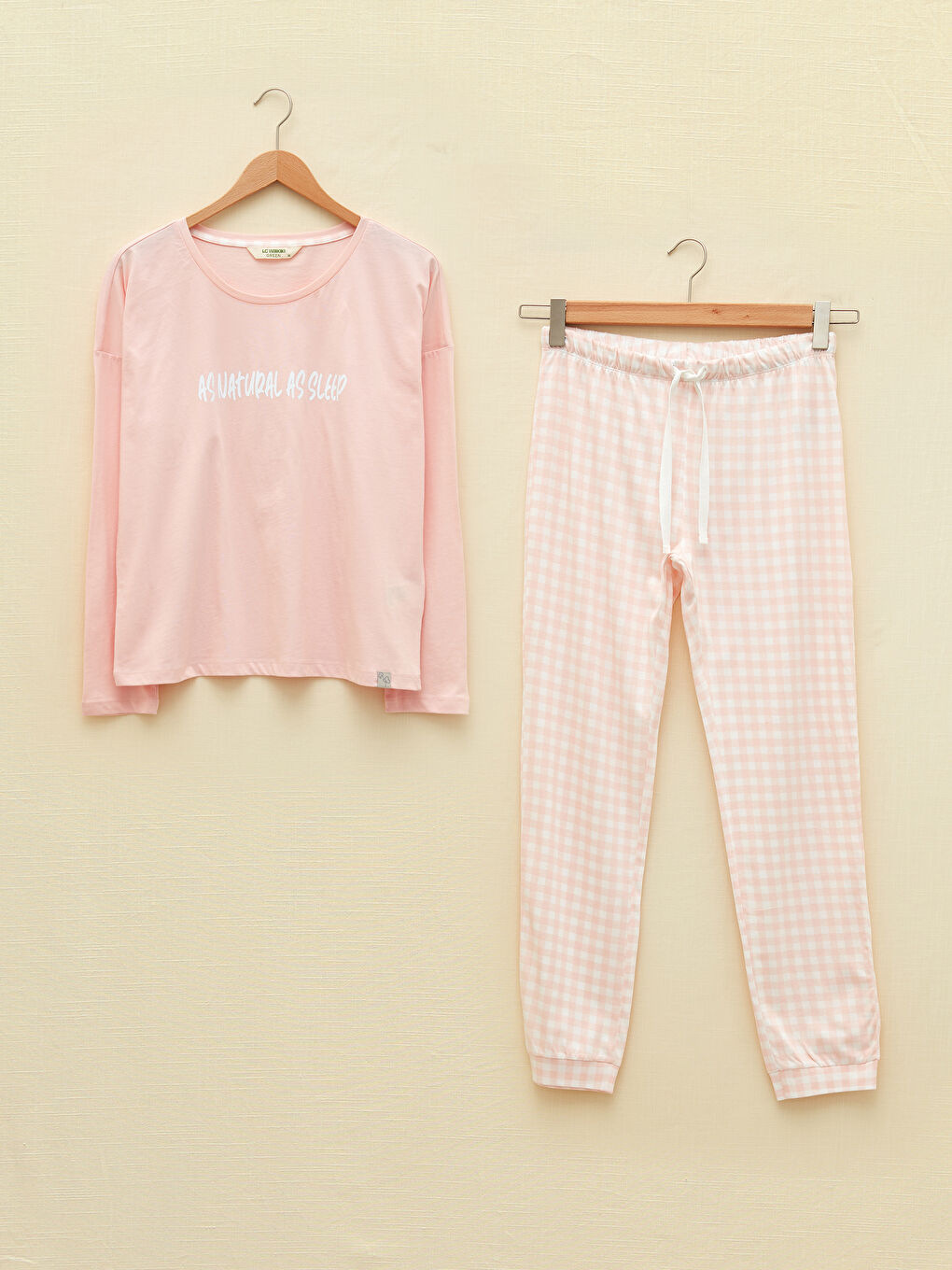 LCW DREAM Crew Neck Printed Long Sleeve Women's Pyjama Set -W1AF96Z8-LT4