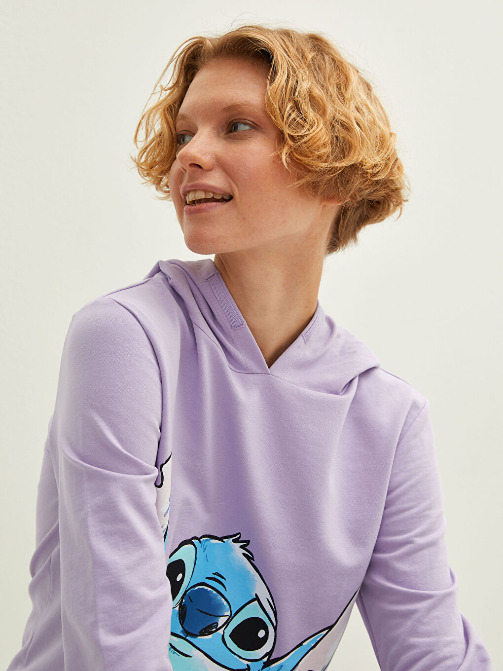 Lilo & Stitch Baskılı Uzun Kollu Kadın Hoodie Anne Kız Kombini-3